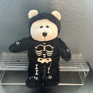 Starbucks Bearista Bear 2004 35th Edition Halloween Glow Skeleton Black Plush